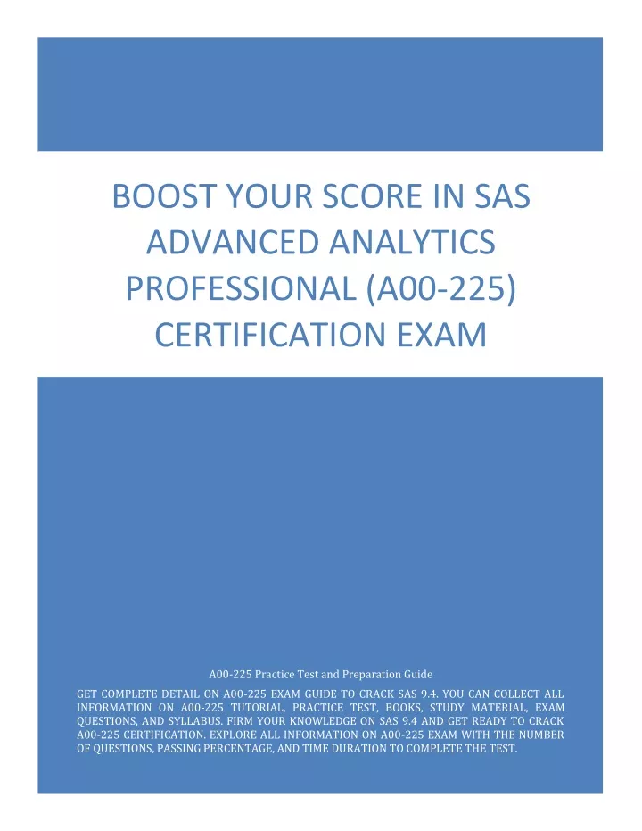 PPT Boost Your Score In SAS Advanced Analytics Professional A00 225