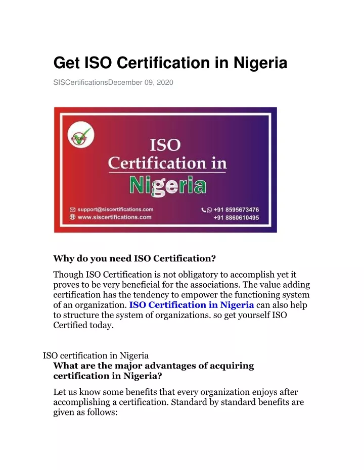 PPT Get ISO Certification In Nigeria PowerPoint Presentation Free