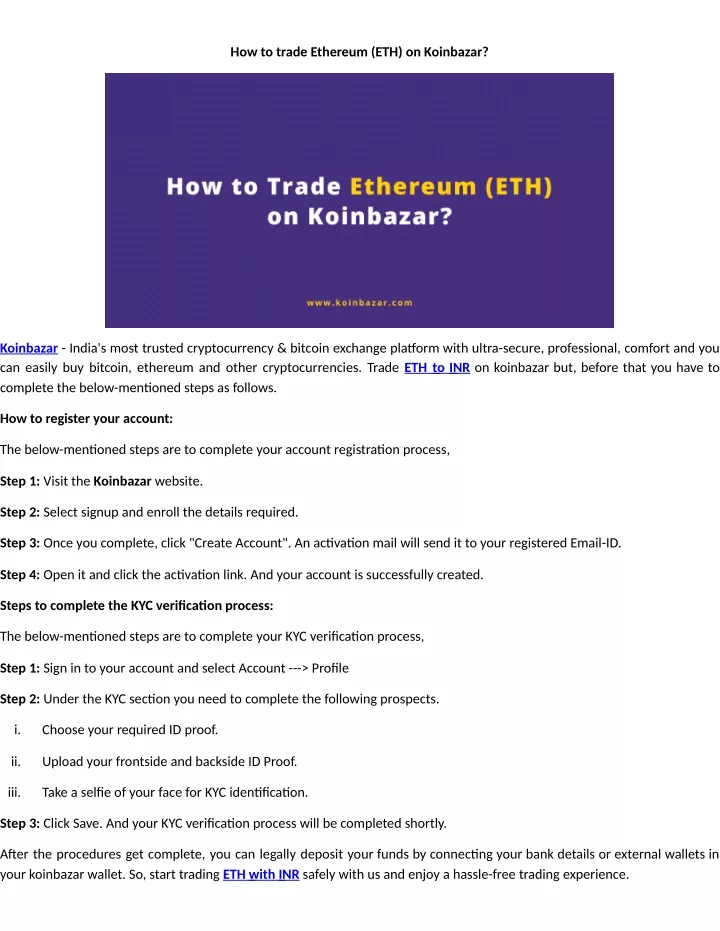 PPT How To Trade Ethereum ETH On Koinbazar PowerPoint Presentation