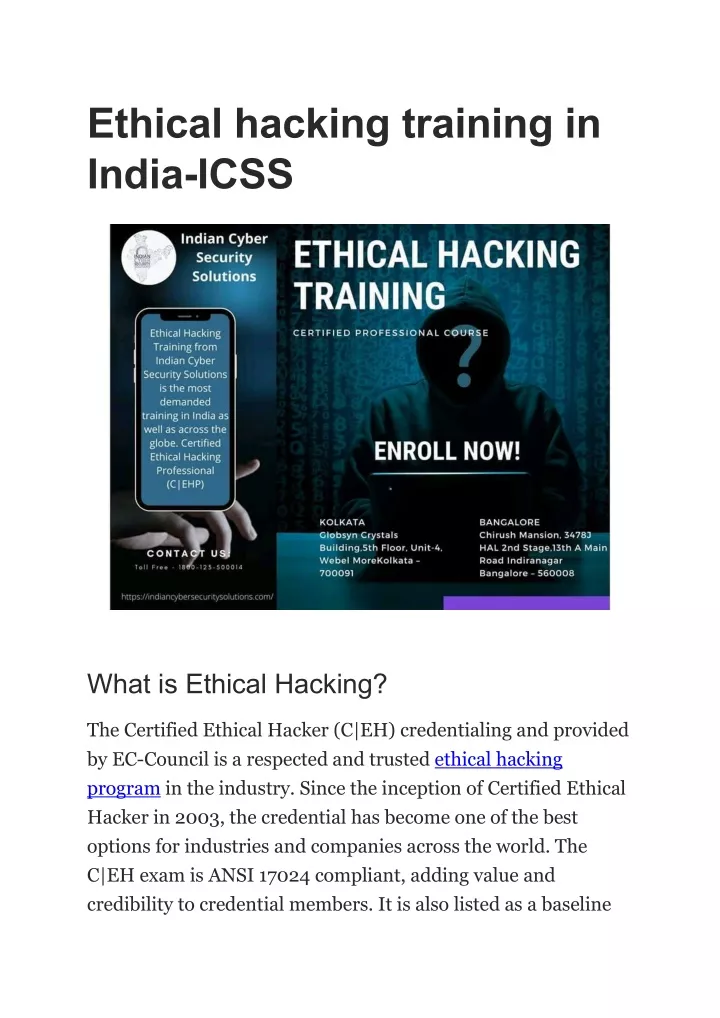 Ppt Ethical Hacking Training In India Icss Powerpoint Presentation