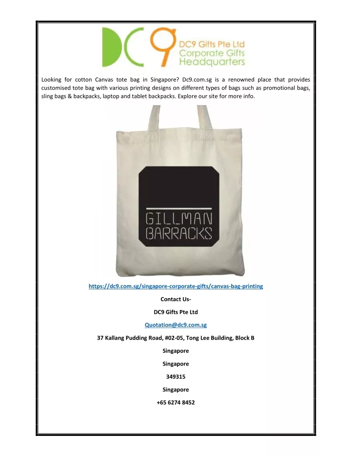 PPT Canvas Tote Bag Printing Singapore Dc9 Sg PowerPoint