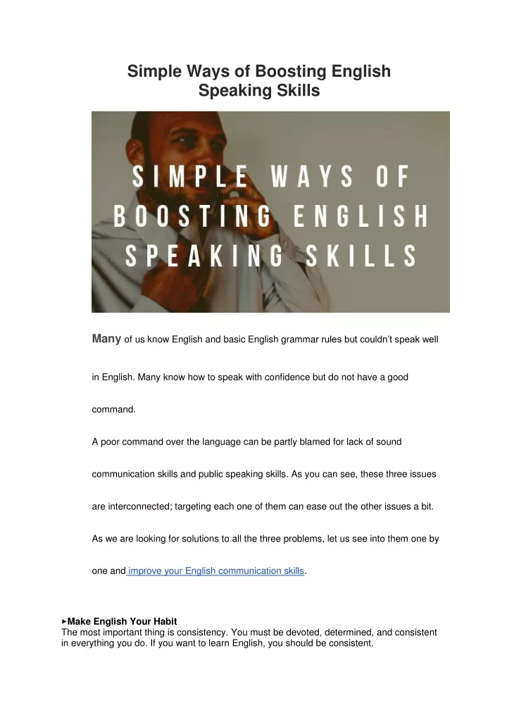 Ppt Simple Ways Of Boosting English Speaking Skills Powerpoint