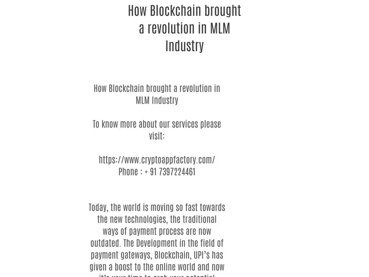 Ppt How Blockchain Brought A Revolution In Mlm Industry Powerpoint