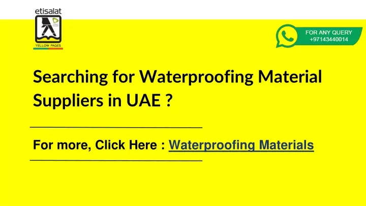 PPT Waterproofing Material Suppliers In UAE At Best Prices