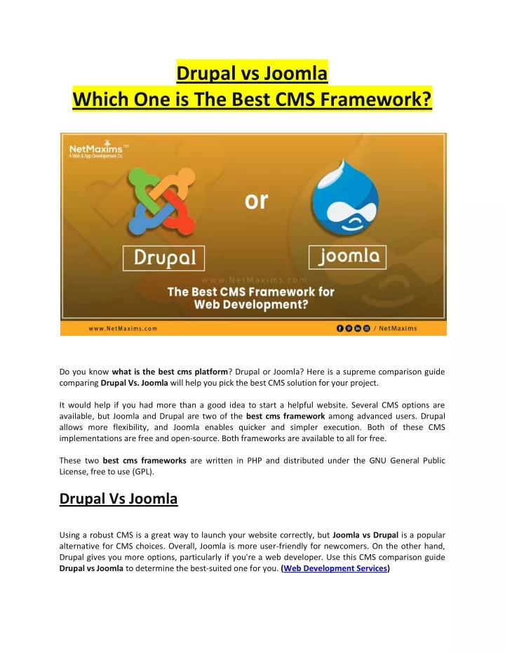 Ppt Drupal Or Joomla Which One Is The Best Cms Framework