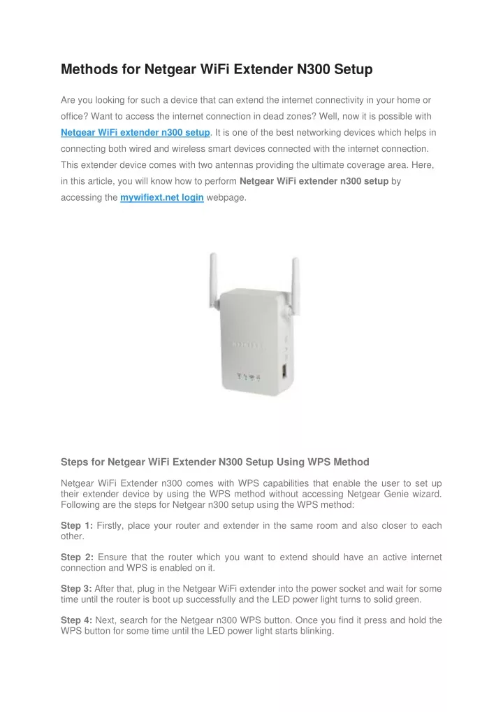 Ppt Methods For Netgear Wifi Extender N Setup Powerpoint