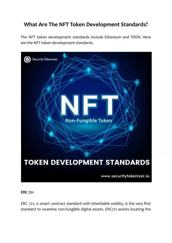 PPT What Are The NFT Token Development Standards PowerPoint