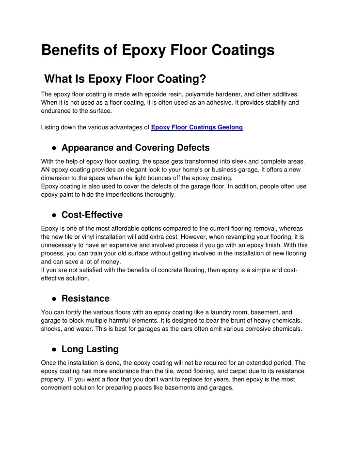 PPT Benefits Of Epoxy Floor Coatings Converted PowerPoint