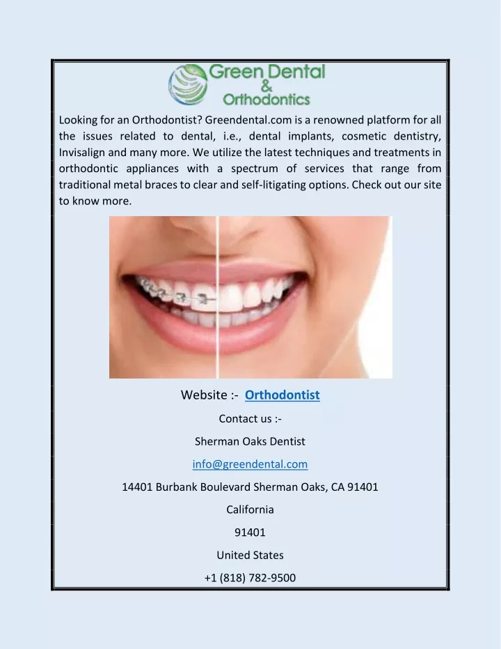 PPT Orthodontist Greendental PowerPoint Presentation Free