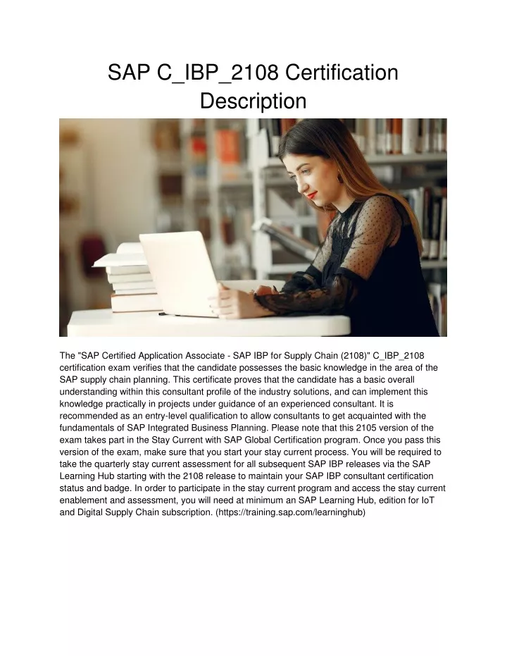 PPT SAP C IBP 2108 Certification Description PowerPoint Presentation