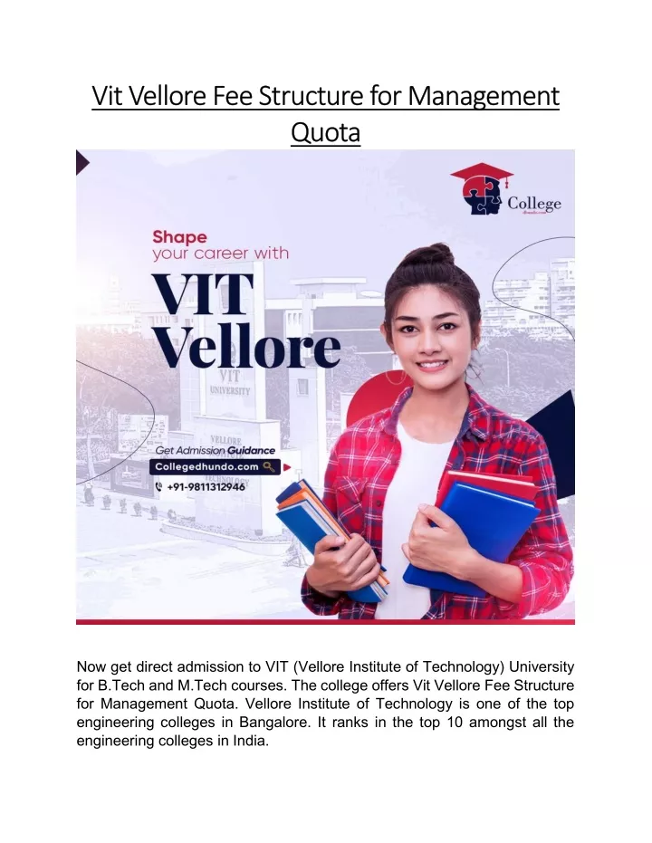 Ppt Vit Vellore Fee Structure For Management Quota Powerpoint