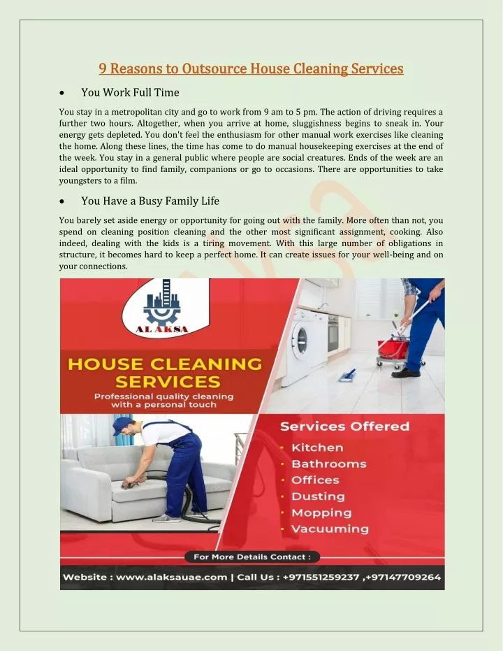 Ppt Reasons To Outsource House Cleaning Services Powerpoint