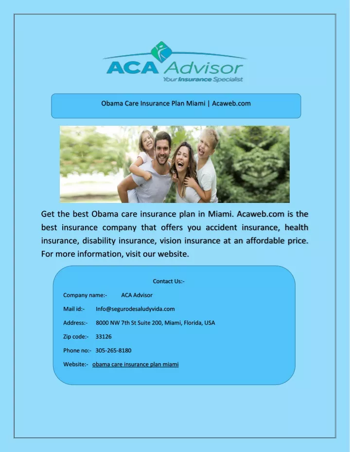 Ppt Obama Care Insurance Plan Miami Acaweb Powerpoint