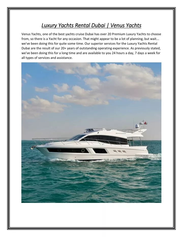 PPT Luxury Yachts Rental Dubai Venus Yachts PowerPoint Presentation