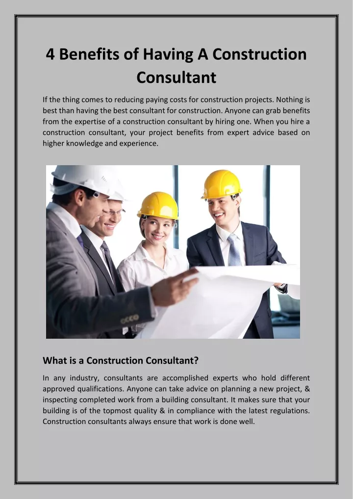 Ppt Benefits Of Having A Construction Consultant Powerpoint