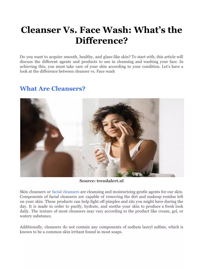 PPT Cleanser Vs Face Wash Whats The Difference PowerPoint