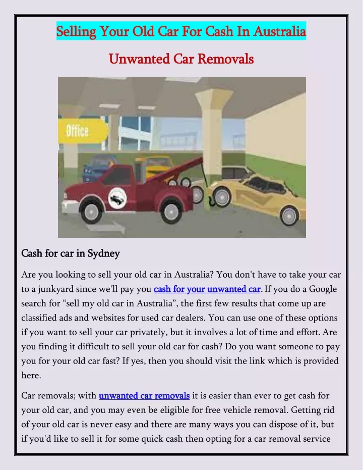 Ppt Selling Your Old Car For Cash In Australia Powerpoint