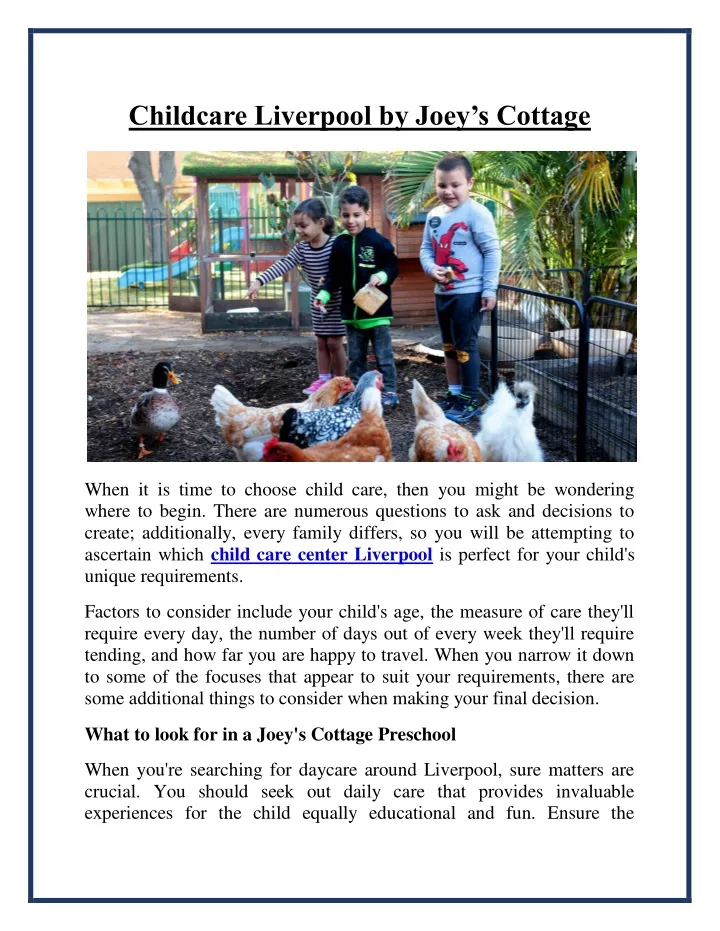 childcare liverpool by joey s cottage