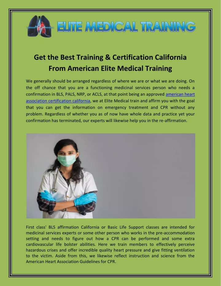 get the best training certification california