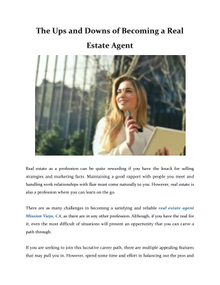 The Ups and Downs of Becoming a Real Estate Agent
