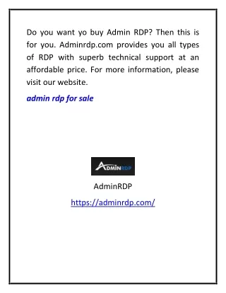 Admin rdp for sale | Adminrdp.com