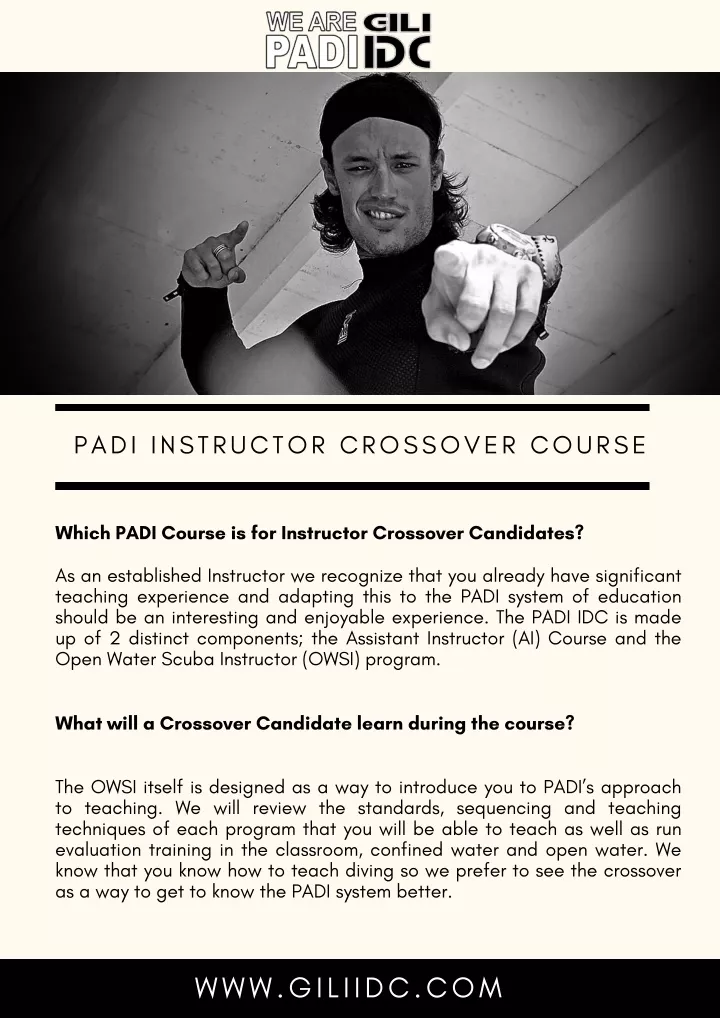 padi instructor crossover course