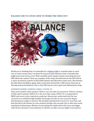 Balance CBD to Corona Virus