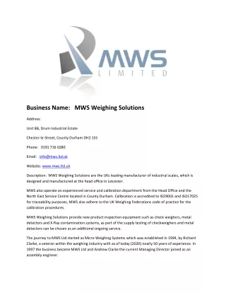 MWS Weighing Solutions