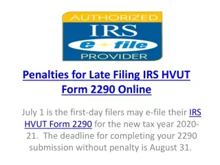 Penalties for Late Filing IRS HVUT Form 2290