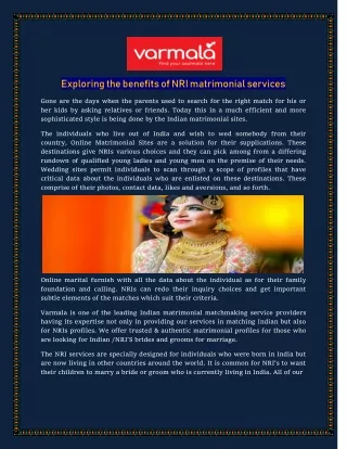 Exploring the benefits of NRI matrimonial services