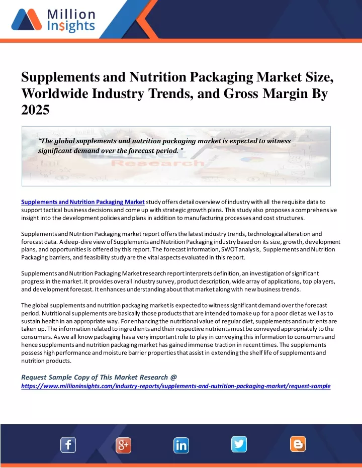 supplements and nutrition packaging market size