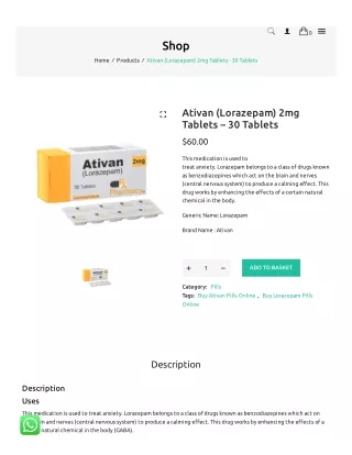 Ativan (Lorazepam) 2mg Tablets - 30 Tablets - Buy Weed Online