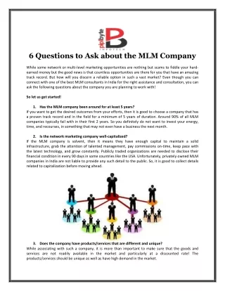 6 questions to ask about the mlm company