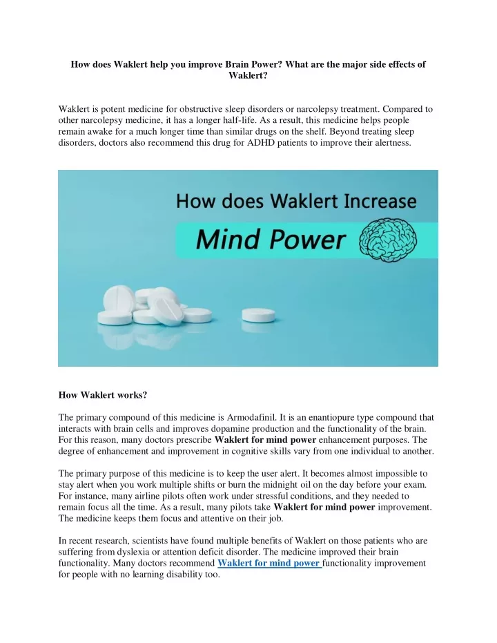 how does waklert help you improve brain power
