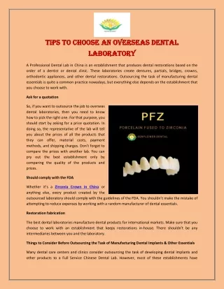 Tips To Choose an Overseas Dental Laboratory