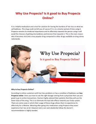 why use propecia is it good to buy propecia online