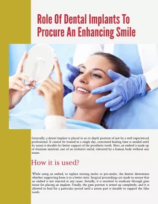 Role Of Dental Implants To Procure An Enhancing Smile