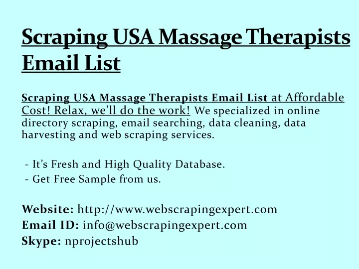 scraping usa massage therapists email list