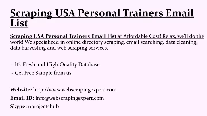 scraping usa personal trainers email list