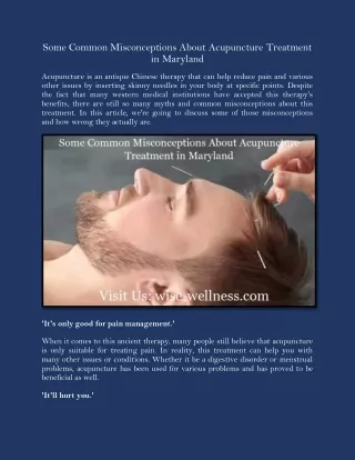 Some Common Misconceptions About Acupuncture Treatment in Maryland