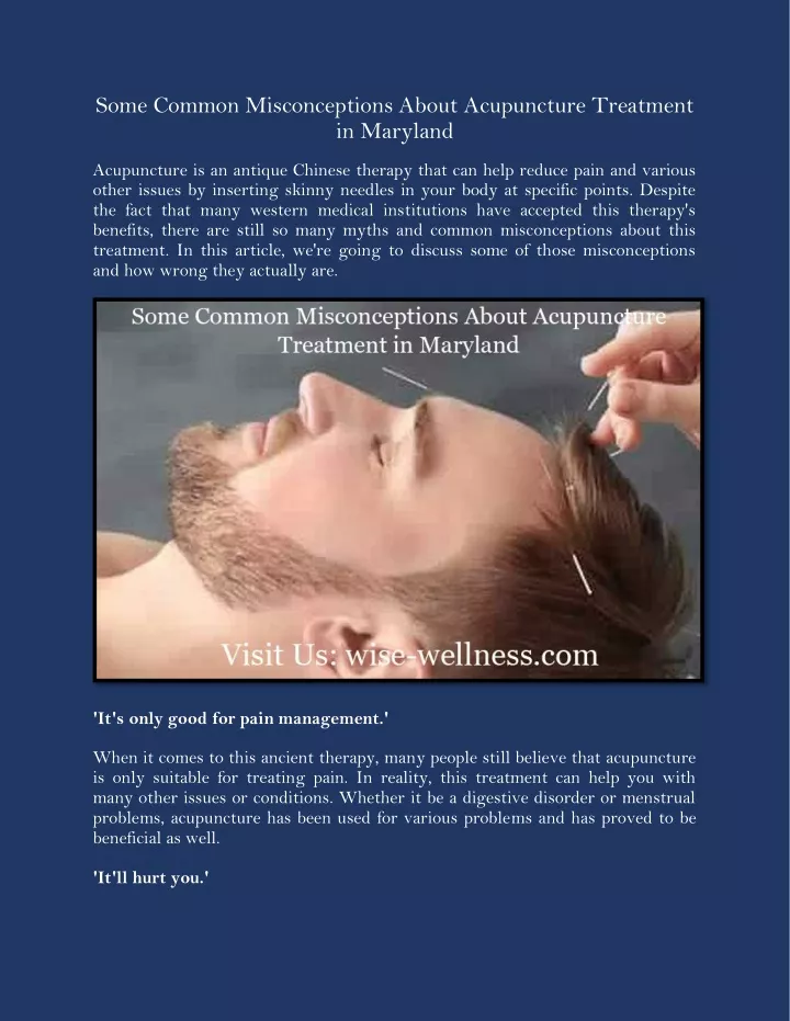 some common misconceptions about acupuncture