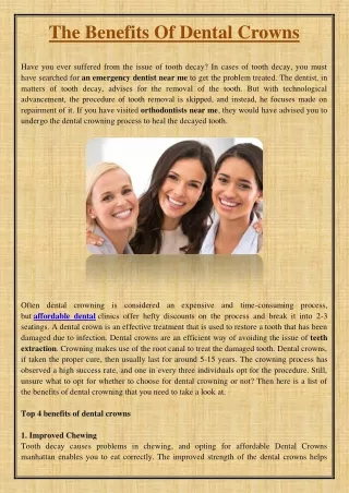 the benefits of dental crowns