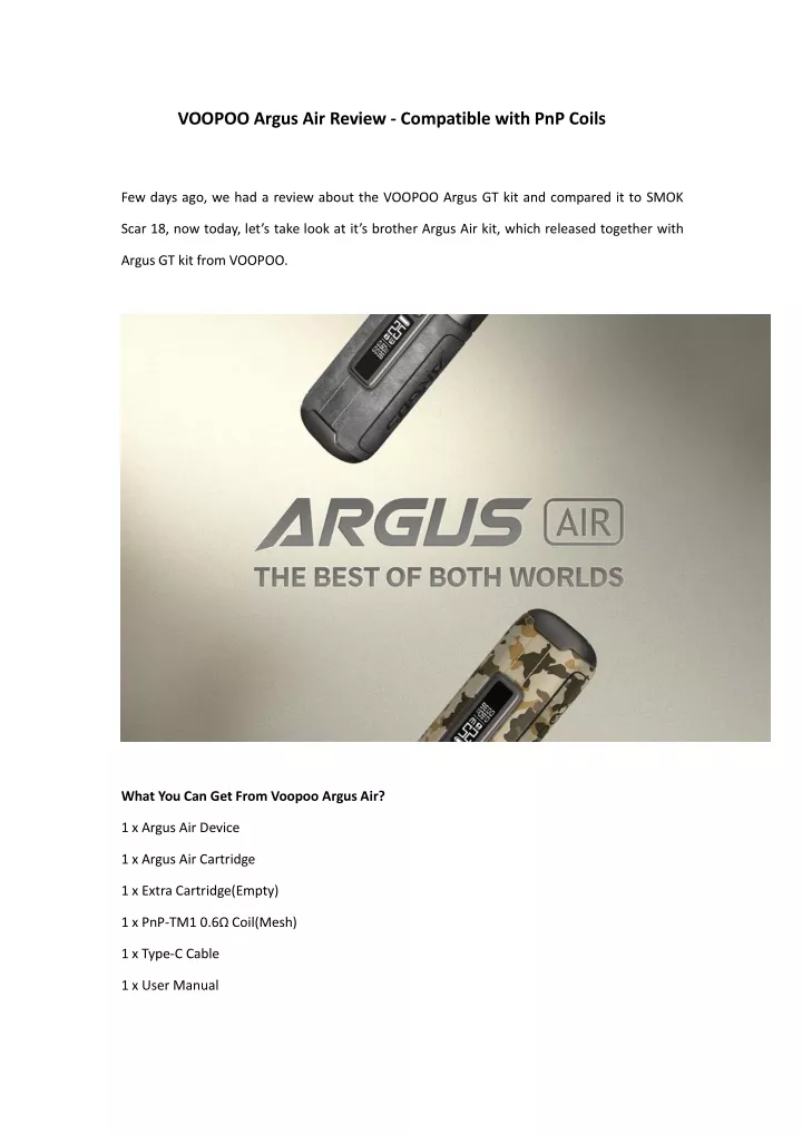 voopoo argus air review compatible with pnp coils