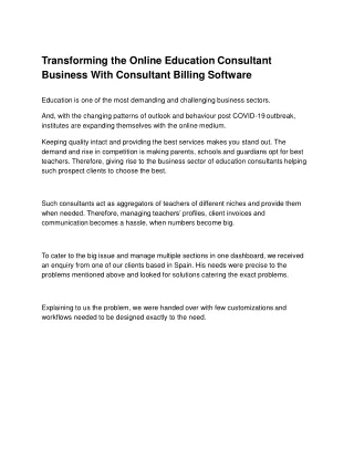 Transforming the Online Education Consultant Business With Consultant Billing Software