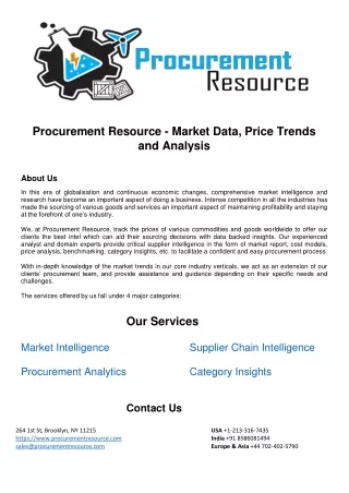 Procurement Resource - Market Data, Price Trends and Analysis