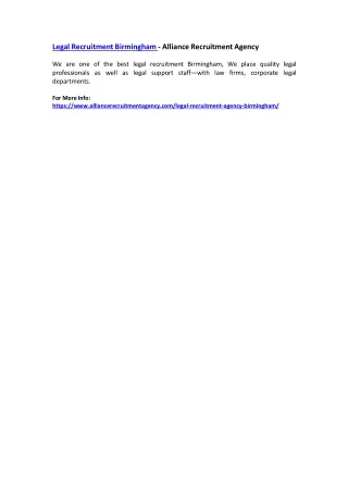 legal recruitment birmingham alliance recruitment