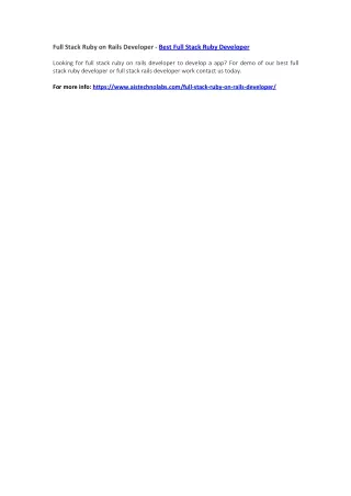 full stack ruby on rails developer best full