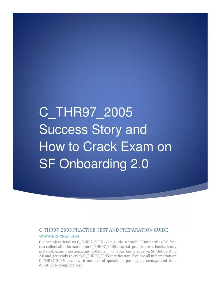 c thr97 2005 success story and how to crack exam