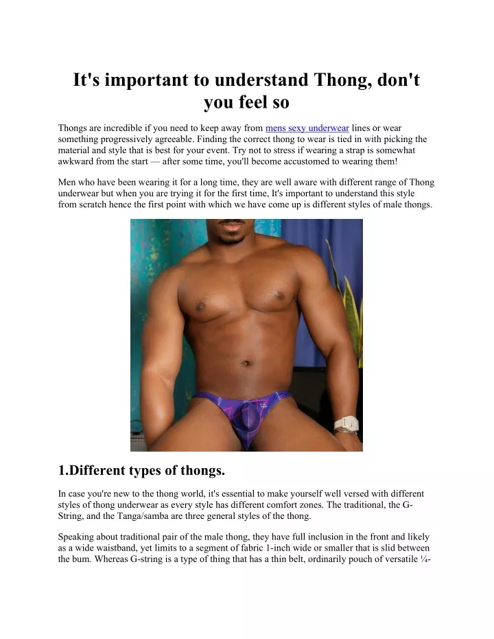 it s important to understand thong don t you feel
