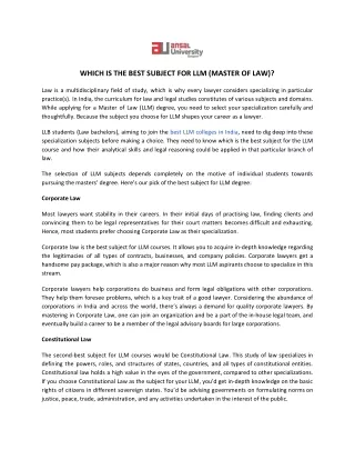 which is the best subject for llm master of law